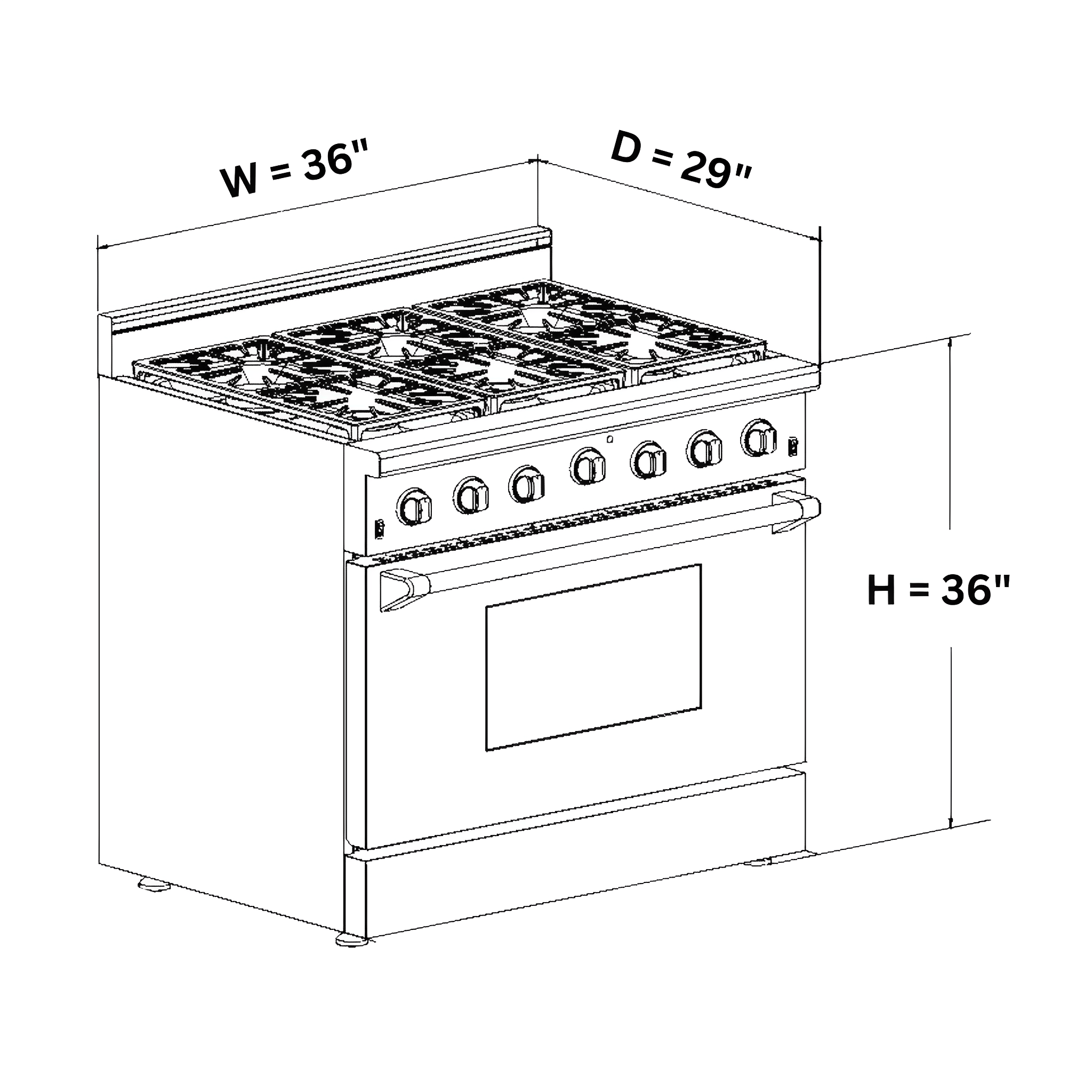 36" Crown Professional Stainless Steel Dual Fuel Gas Range ARD3601