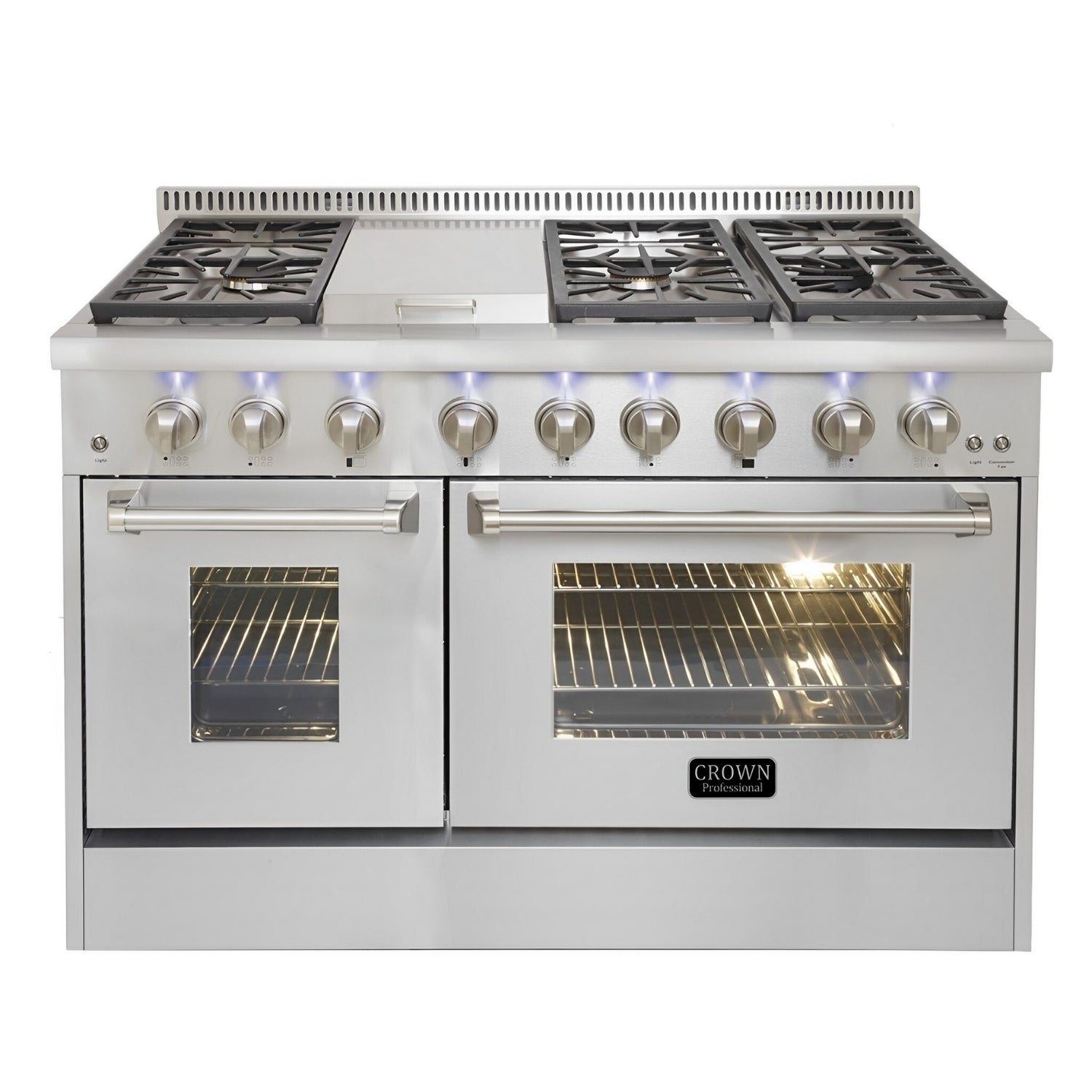48" Crown Professional Stainless Steel Dual Fuel Double Gas Range ARD4801 - Compatible with THOR Kitchen HRD4803U