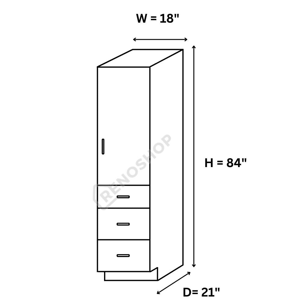 18 Inch Solid Wood Bathroom Linen Tower LC188421-WHS - RenoShop