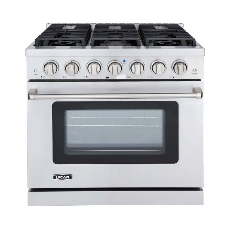 LYCAN 36 Inch Professional Gas Range AKG3620 Open box (like new