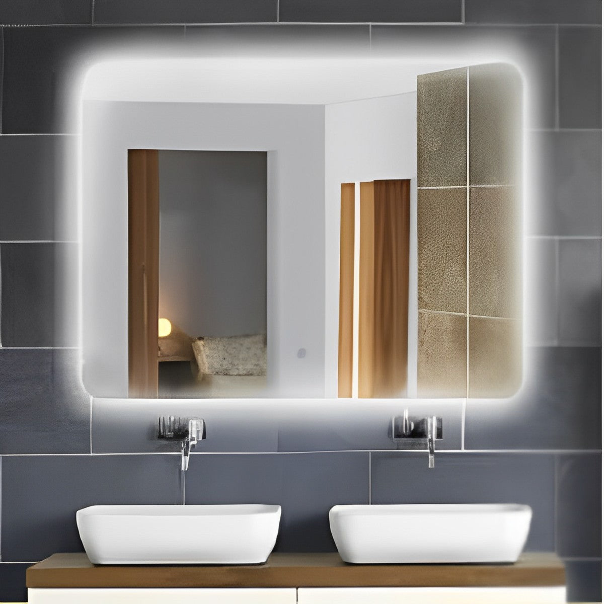 Horizontal Hanging Mirror with LED Light and Bluetooth MSL-113 - RenoShop
