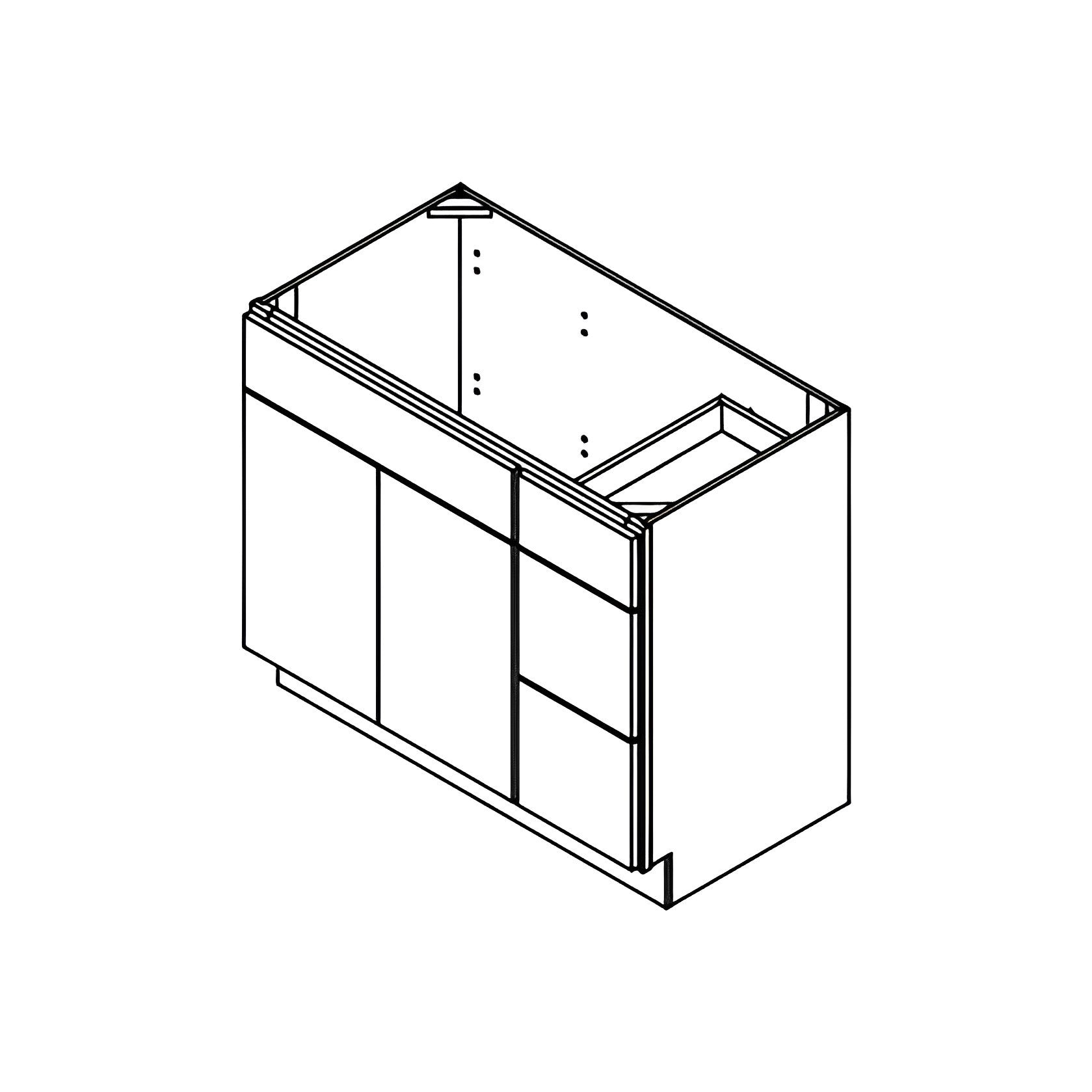 36" MDF White Shaker Bathroom Vanity Sink Base with Three Drawers V3621DR - RenoShop