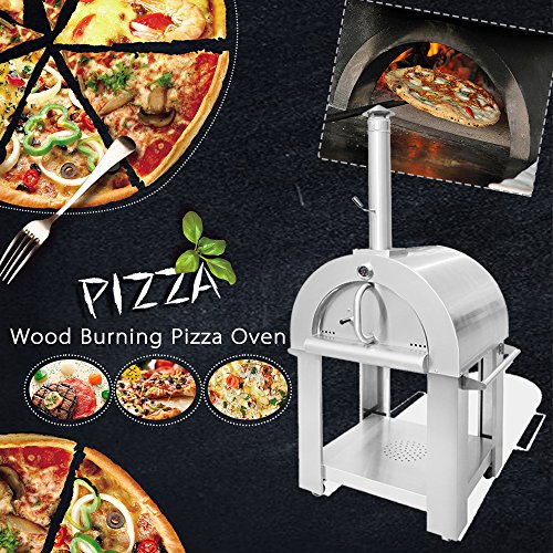 CROWN Wood Fired Stainless Steel Outdoor Pizza Oven HPO01RS, Accessories and Cover Included - RenoShop