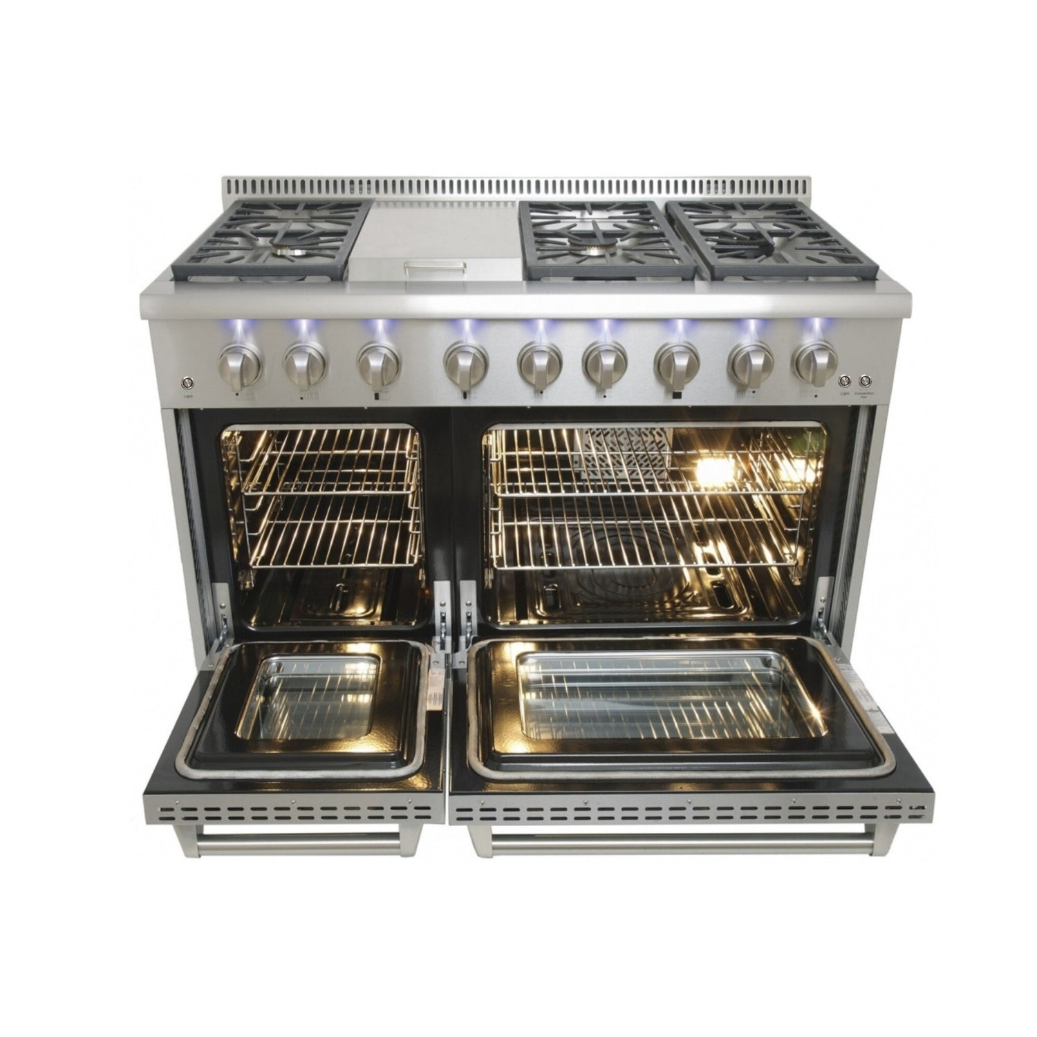 48" Crown Professional Stainless Steel Dual Fuel Double Gas Range ARD4801 - Compatible with THOR Kitchen HRD4803U
