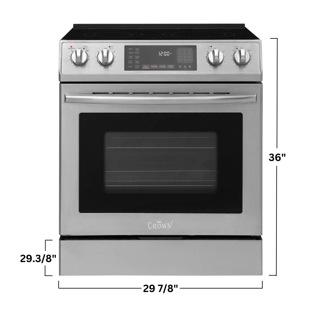 30" Electric Range Freestanding Self Clean & Air Fry ARE3001 - Dimension