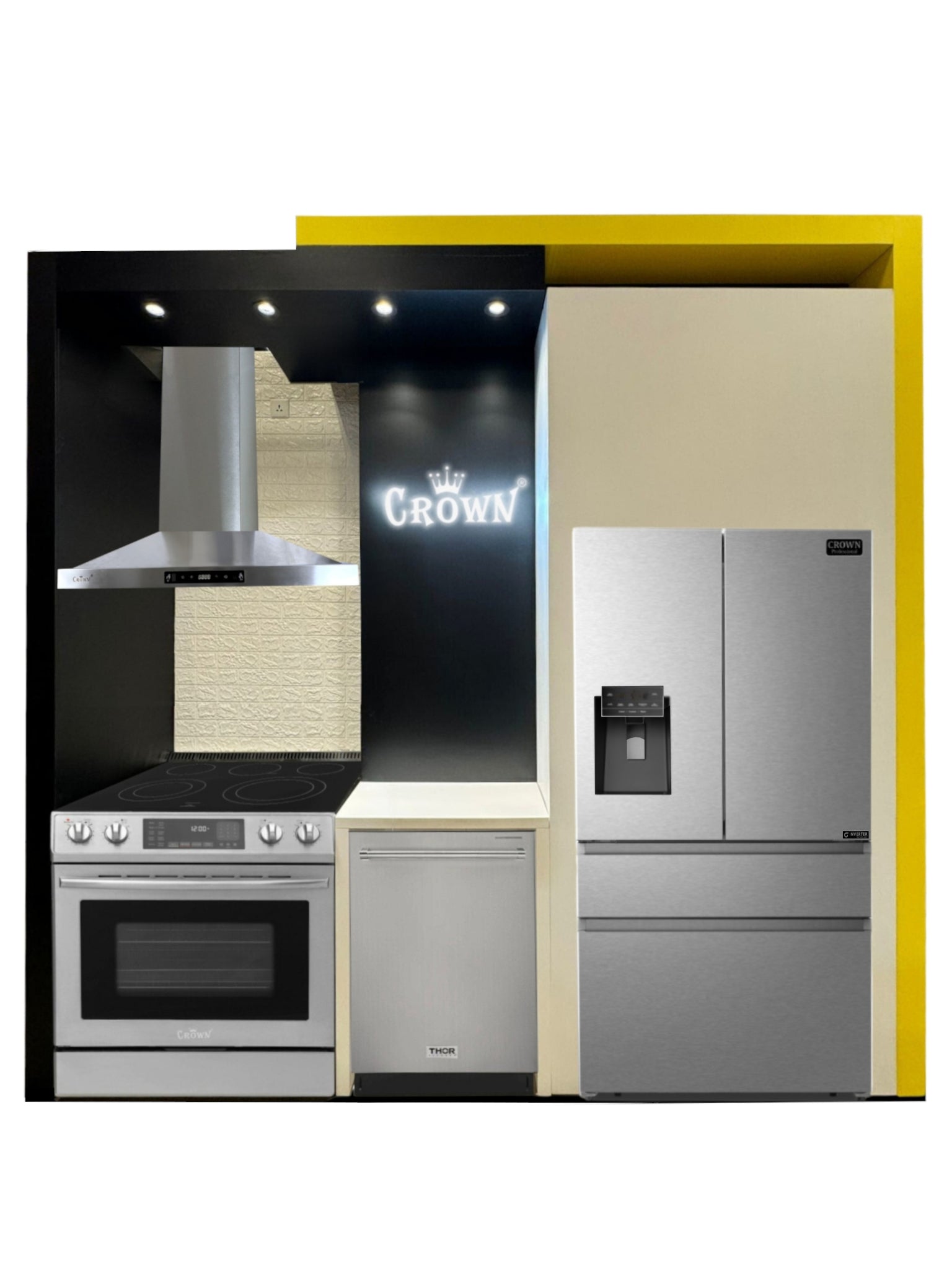 BRTK 30-4 - 套装（冰箱、抽油烟机、煤气灶和洗碗机）不锈钢厨房套装