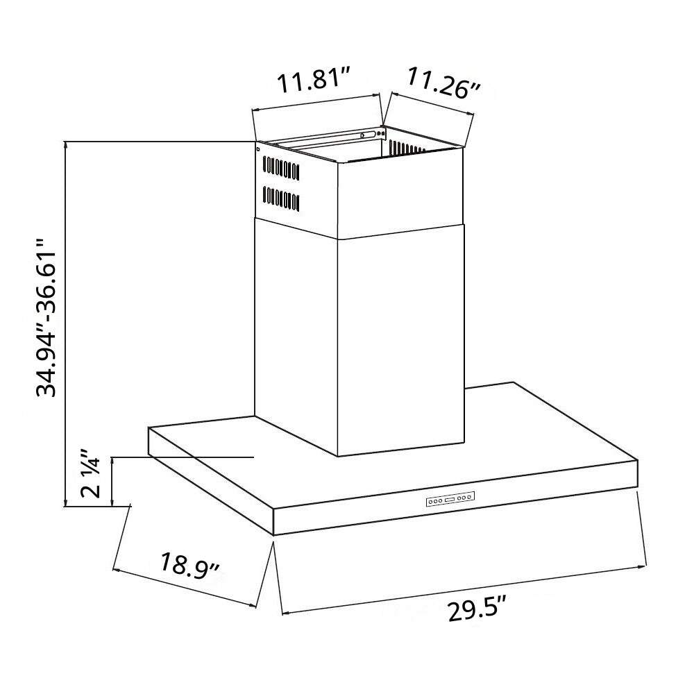 NOVEL Professional Wall cabinet Range Hood powerful 800 CFM stainless steel