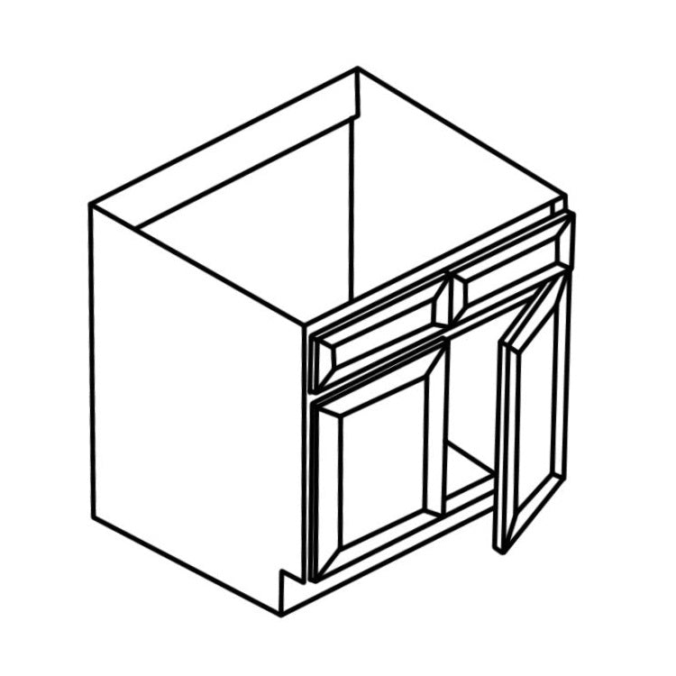 SB33(DSW) White Double Shaker Solid Wood Base Kitchen Cabinet