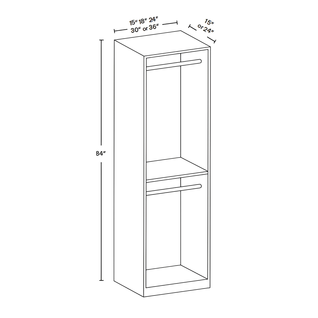 15" x 84" Full Height Closet CL-C1584