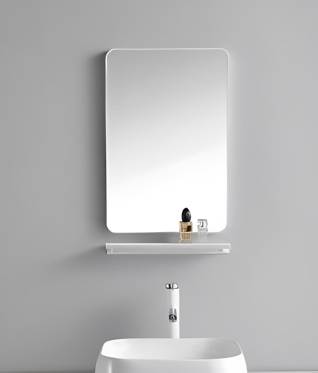 Rectangular Bathroom Mirror with White Aluminum Frame - RenoShop