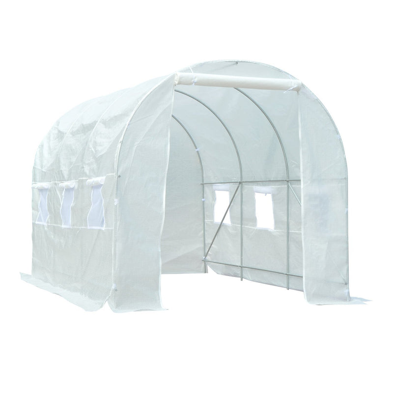 Walk-in Plant Growing White Portable Tunnel Greenhouse 11.5x6.6x6.6ft - RenoShop