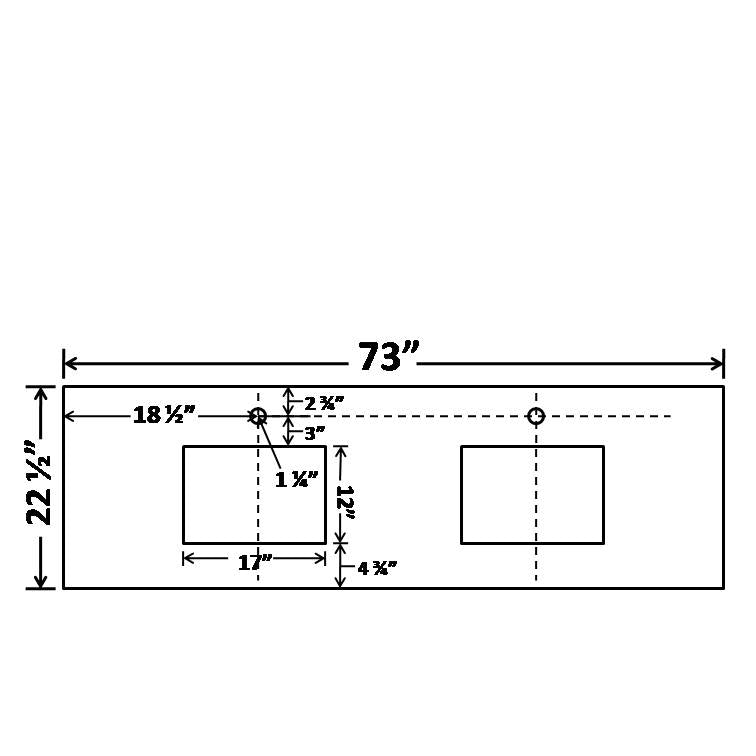 73" Vanity Quartz Counter Top Double Sink V008FDD - RenoShop