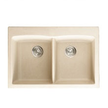 Crown GS8403 Solid Granite Double Bowl Undermount Quartz Kitchen Sink - RenoShop