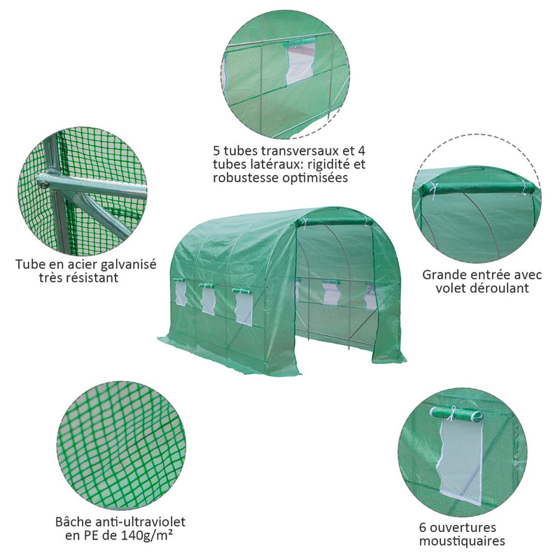 Walk-in Gardening Tunnel Plant Warm Greenhouse 11.5 x 6.7x 6.7 ft - RenoShop