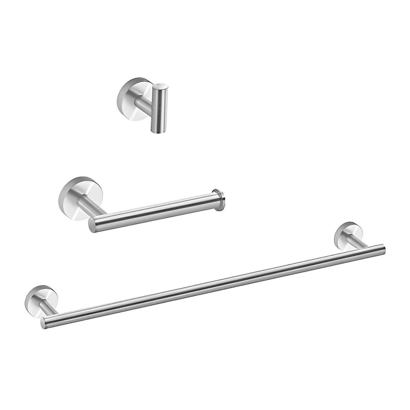 Set of 3 Brushed Nickel Round Bathroom Accessories BA01-BN - RenoShop
