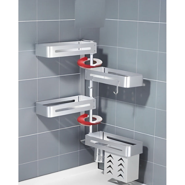 4 Tier Polished Chrome Wall Mount Rotatable Bathroom Shelf BA05PC - RenoShop