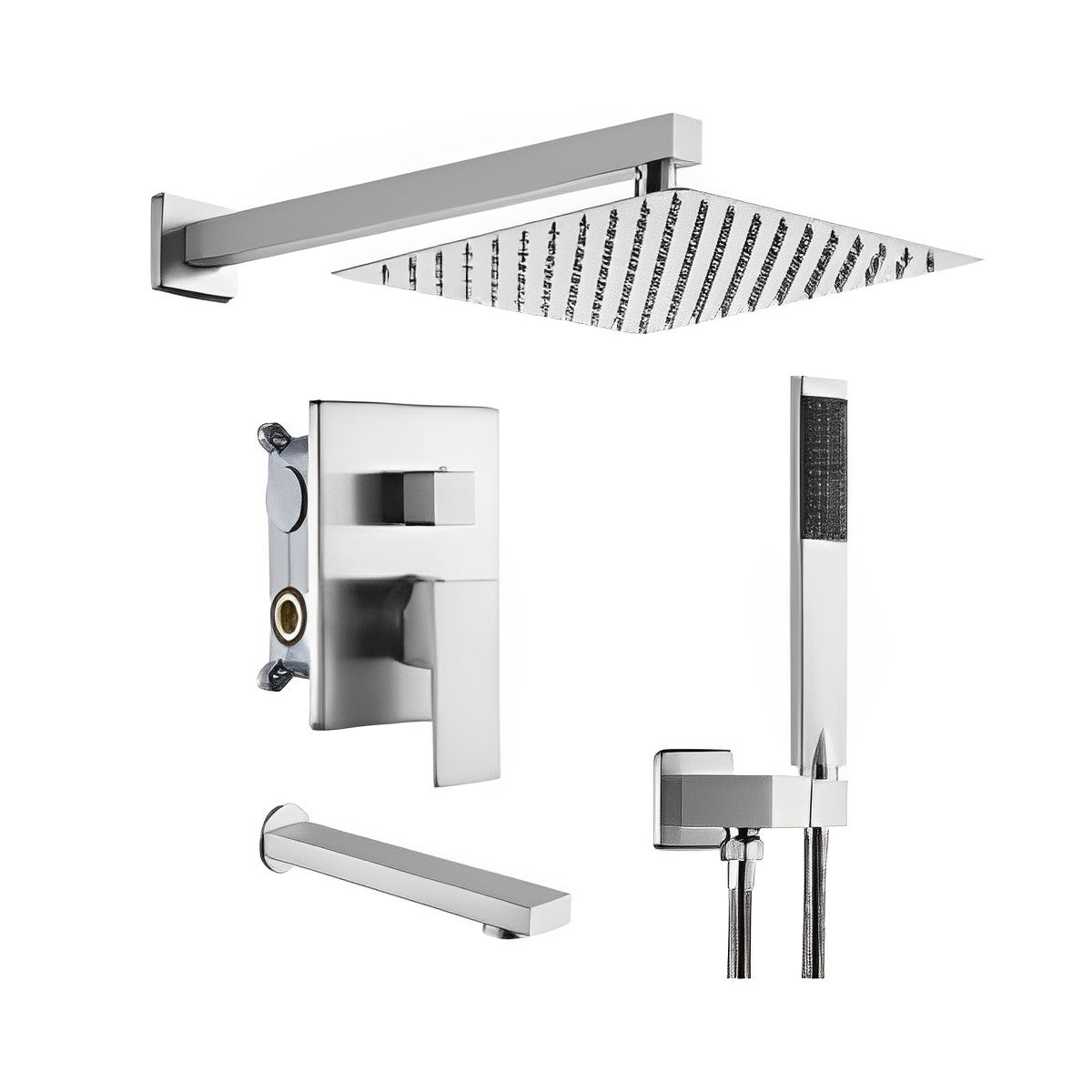 Brushed Nickel Rain Shower Set CM8043-1BN | RenoShop