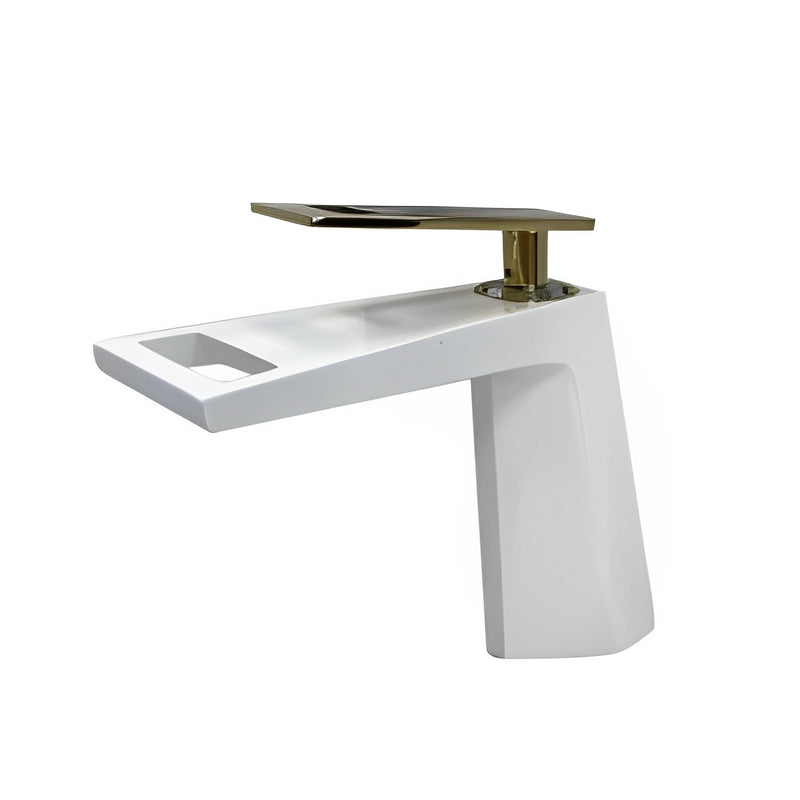 White & Gold Bathroom Faucet CZ344001WT+GD - RenoShop
