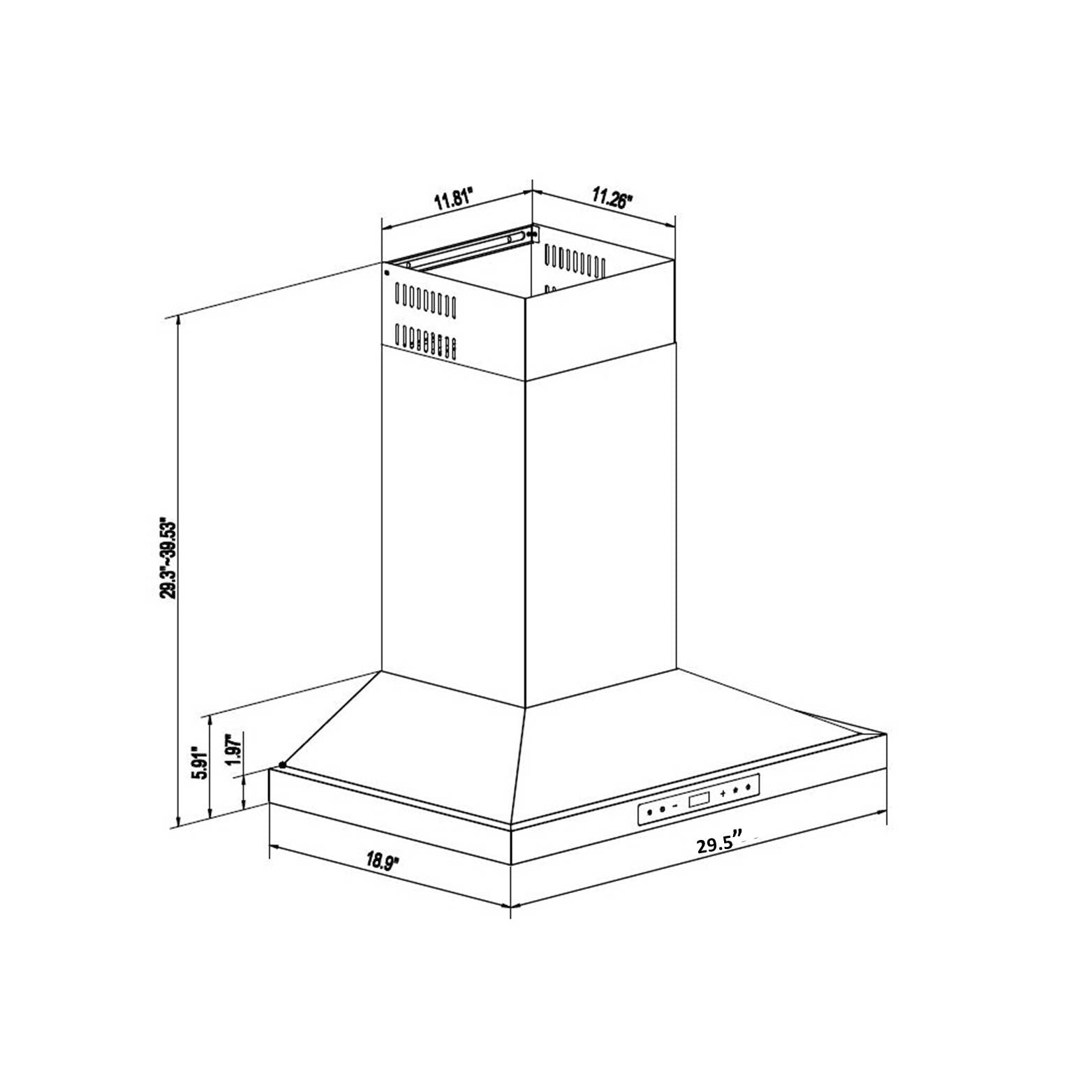 30 英寸 900 CFM 皇冠不锈钢手势控制壁挂式抽油烟机 PRO-B09/30