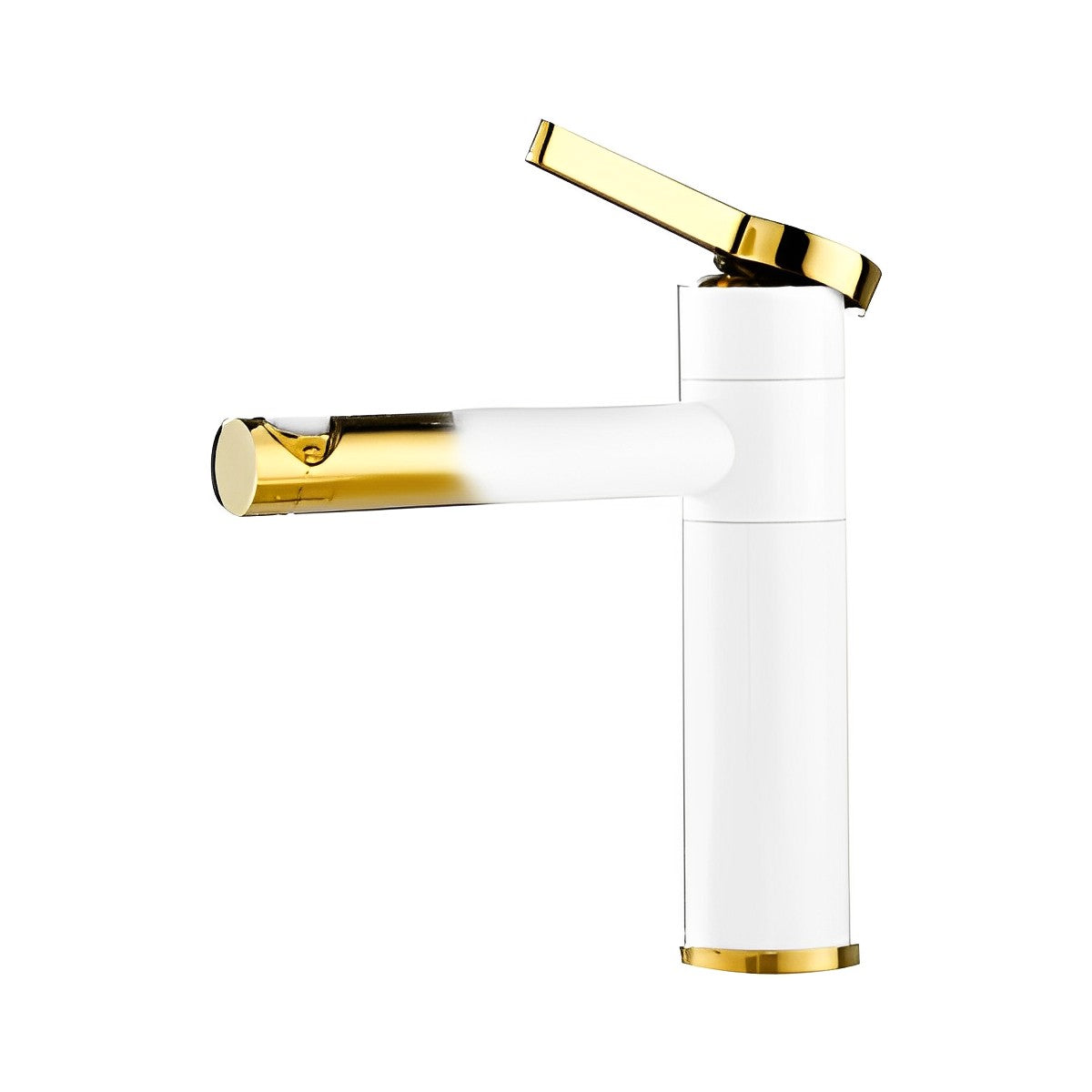 White with Gold Bathroom Pull Out Low Faucet HT8183E - RenoShop
