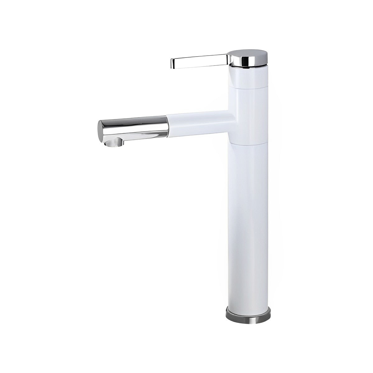 White with Polished Chrome Bathroom Pull Out Low Faucet HT8183F - RenoShop