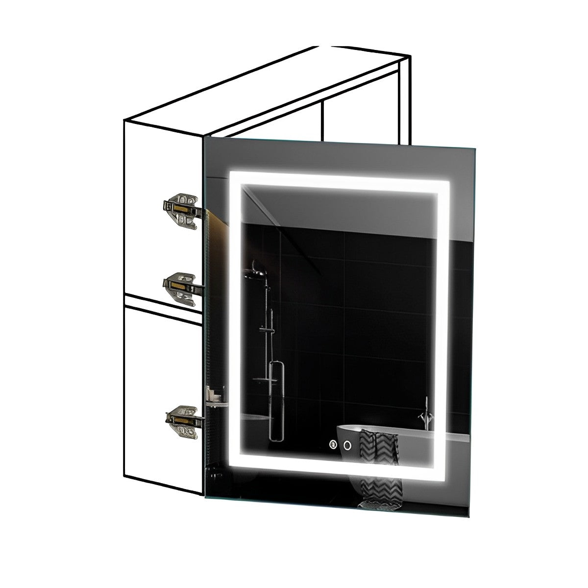 24" Smart Mirror Single Door Cabinet with LED Light MSL301 - RenoShop