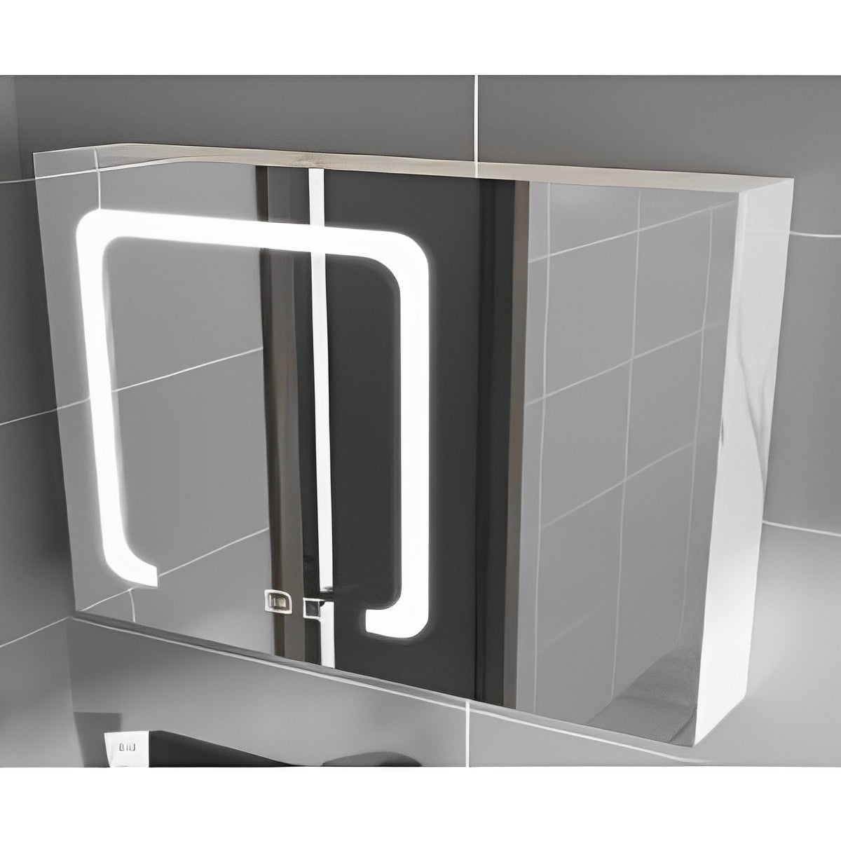 30"/36"/40" Double Door Cabinet Stainless Steel Mirror with LED Light MSL303 - RenoShop