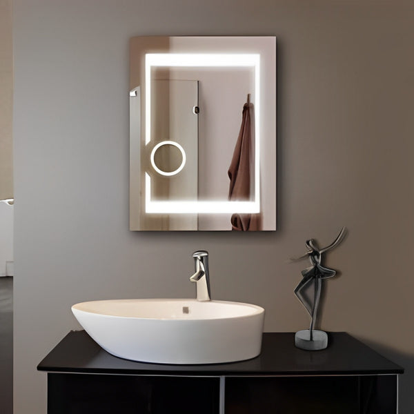 24" Vertical Hanging Mirror with LED Light and Magnifying Function MSL-622 - RenoShop