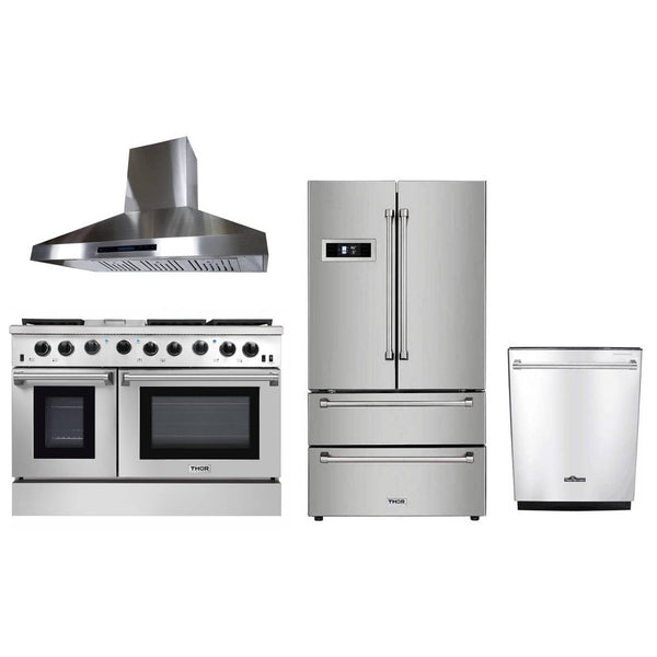 CRTK 48-4 - Pack ( 48" Gas Range, Fridge, Range Hood, & Dishwasher) Stainless Steel Kitchen Set, - RenoShop