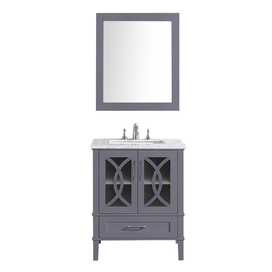 Crown T9313 30" Solid Wood Bathroom Vanity Set with Mirror - RenoShop