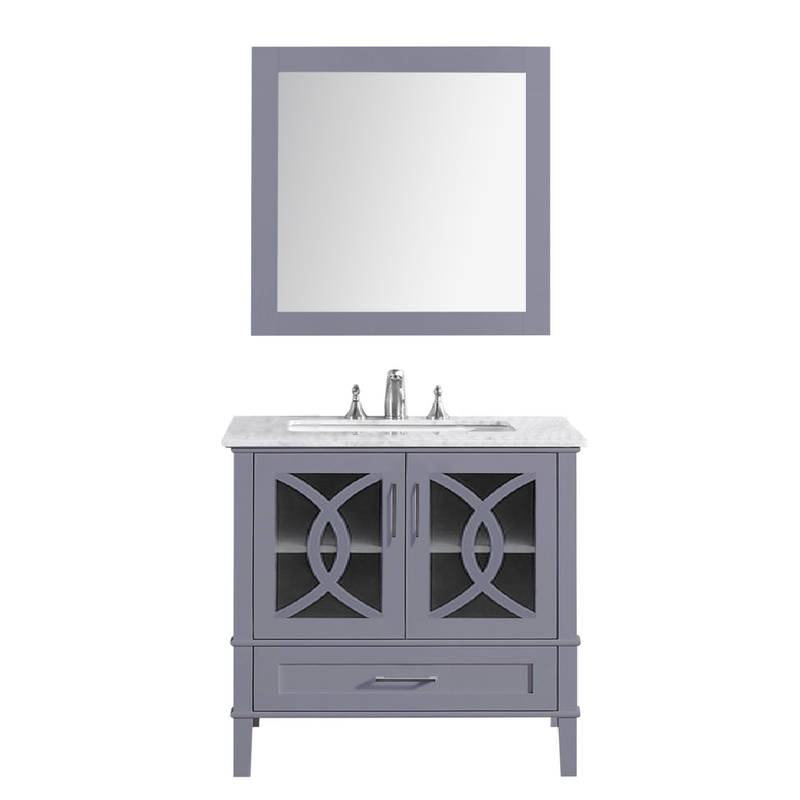 Crown T9313 36" Solid Wood Bathroom Vanity Set with Mirror - RenoShop