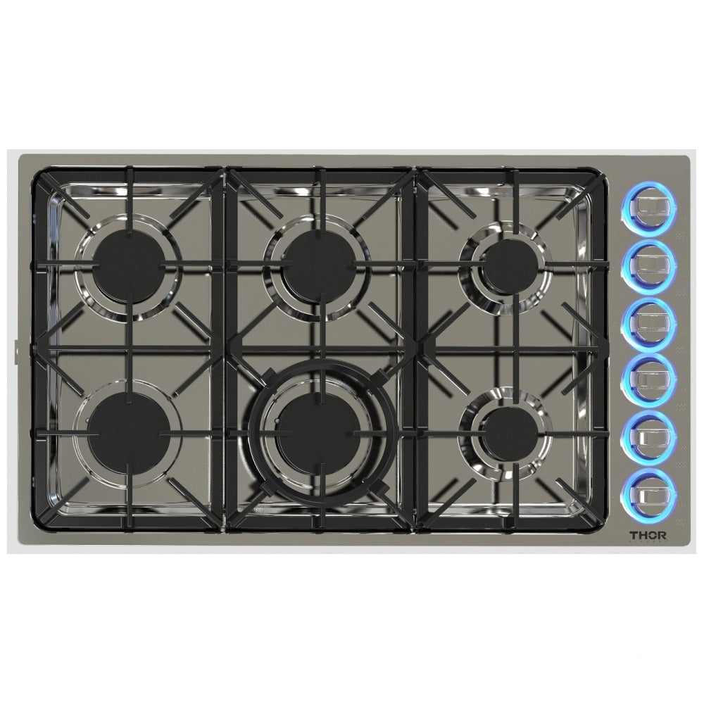Thor Kitchen TGC3601 36" 6 Burner Drop-In Stainless Steel Gas Cooktop