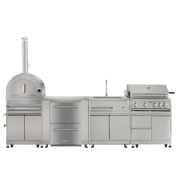 THOR 6-Pc Pro Style Stainless Steel Modular Outdoor Kitchen Suite w/ pizza oven 6Pc-2 - RenoShop